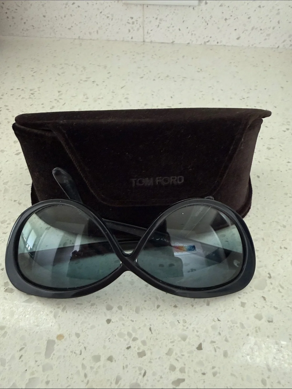 Tom Ford Oversized Criss-Cross Butterfly Sunglasses in Black with Velvet Case